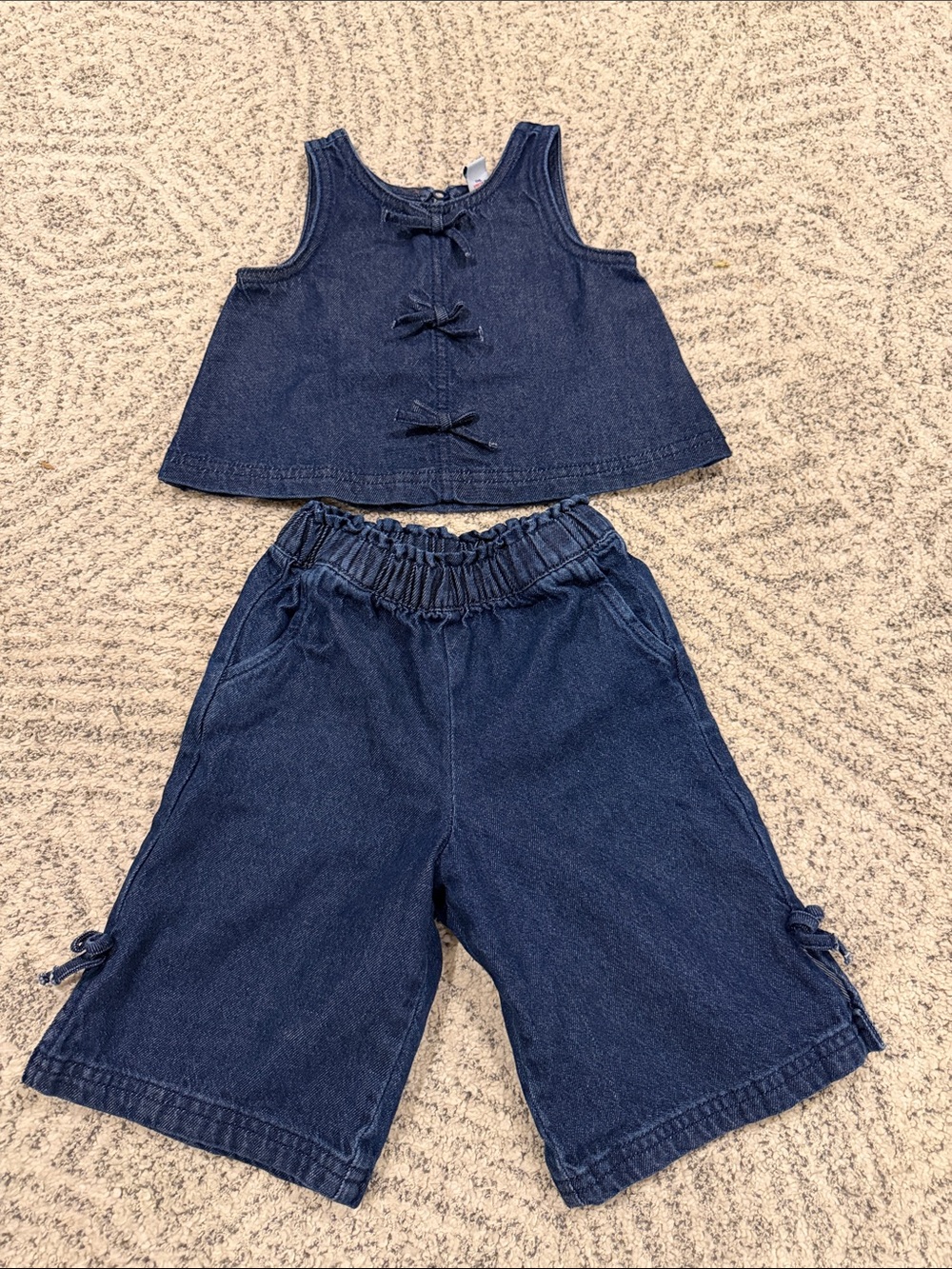 Old Navy Dark Blue Denim Girls Two-Piece Shorts Set